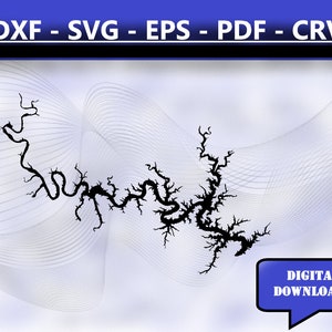 Bull Shoals Lake Arkansas Map Silhouette Shape svg dxf pdf eps crv vector graphic design, Laser File, Screen Printing File