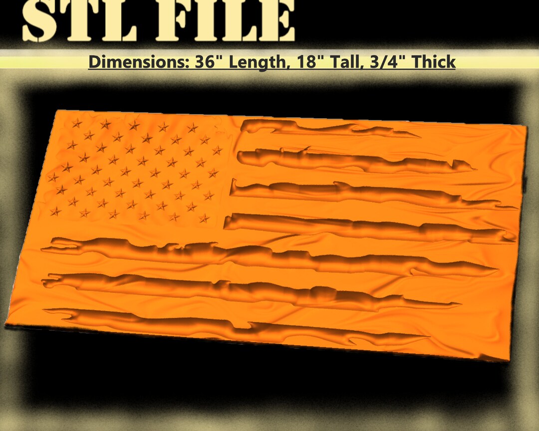 3D STL File for Cnc Router, American Wavy Flag STL File for CNC Routing ...