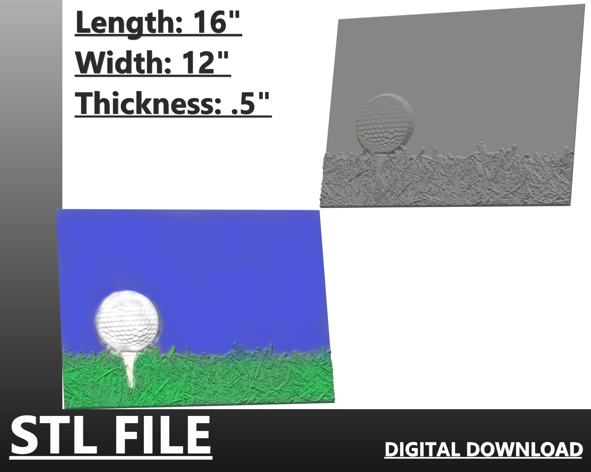 3D Render STL File for CNC Router, STL Engraving File for a Golf Ball ...