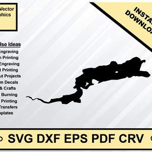 Eagle Lake New York Kaart Silhouet Vorm svg dxf pdf eps crv vector grafisch ontwerp, Laser Bestand, Screen Printing File, CNC Cut File