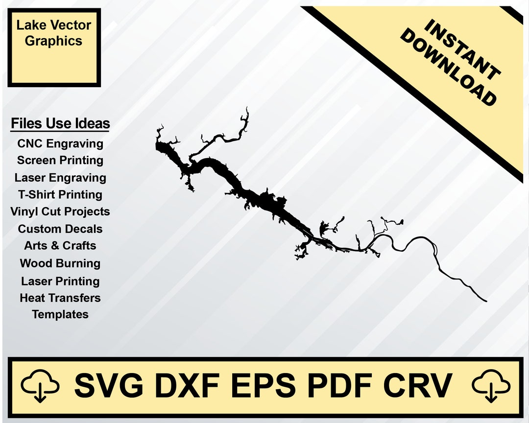 Wheeler Lake Alabama Map Silhouette Shape Svg Dxf Pdf Eps Crv Vector