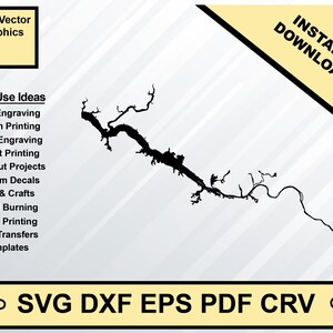 Wheeler Lake Alabama Mapa Silueta Forma svg dxf pdf eps crv diseño gráfico vectorial, Archivo láser, Archivo de impresión de pantalla