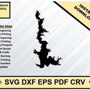 Lake Bistineau Louisiana kaart silhouet vorm svg dxf pdf eps crv vector grafisch ontwerp, laser bestand, zeefdruk bestand