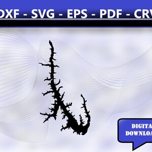 Coffeen Lake Illinois carte Silhouette forme svg dxf pdf eps crv conception graphique vectorielle, fichier Laser, fichier de sérigraphie