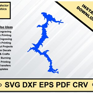 Lake Coeur D'alene Idaho Map Svg Dxf Pdf Eps Crv Vector Graphic Design, Laser File, Screen ...