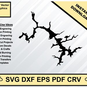 Deep Creek Lake Maryland Kaart Silhouet Vorm svg dxf pdf eps crv vector grafisch ontwerp, Laser Bestand, Screen Printing File, CNC Cut File