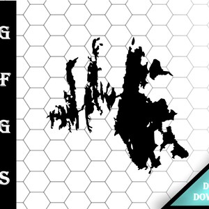 Lake Gordon Southwest Australia Map svg dxf pdf eps crv diseño gráfico vectorial, archivo láser, archivo de serigrafía, archivo de corte CNC