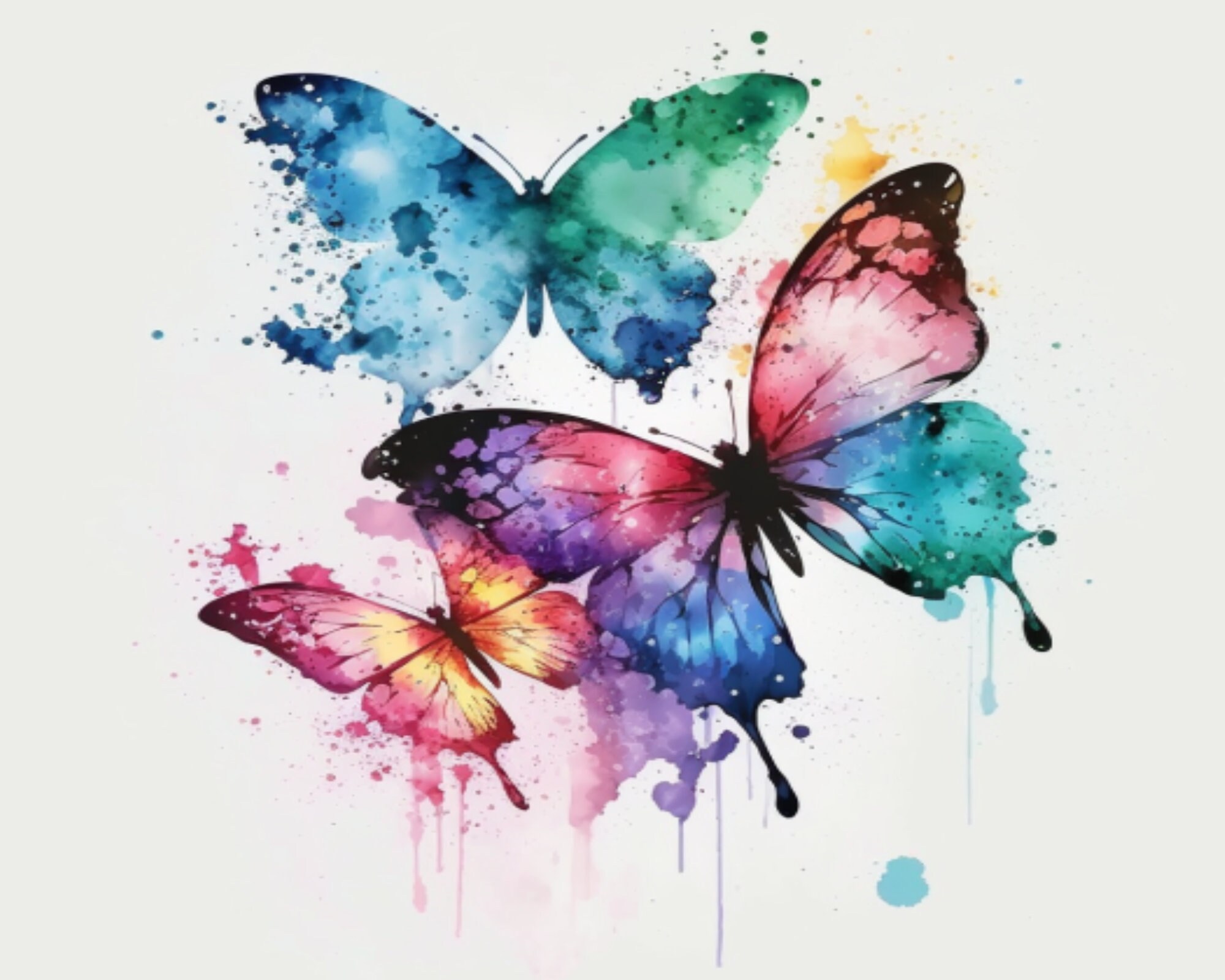Butterfly Png Colorful Art, Printable Butterfly Art Image - Etsy