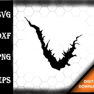 Castaic Lake California Map Silhouette Shape svg dxf pdf eps crv vector graphic design, Laser File, Screen Printing File
