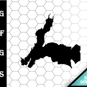Lake Isabella California Map Silhouette Shape svg dxf pdf eps crv vector graphic design, Laser File, Screen Printing File