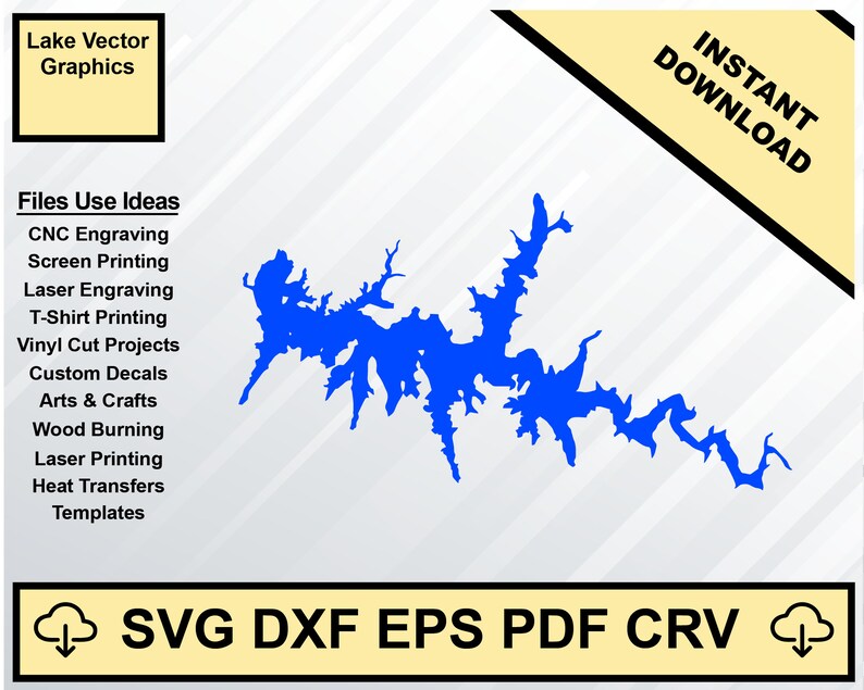Cedar Creek Reservoir Alabama Map Silhouette Shape Svg Dxf Pdf Etsy