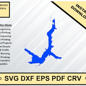 Rock Creek Lake Iowa carte Silhouette forme svg dxf pdf eps crv conception graphique vectorielle, fichier Laser, fichier de sérigraphie