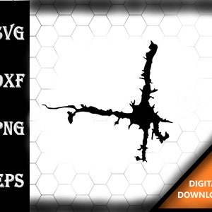 Lake Lure North Carolina Map Silhouette Shape svg dxf pdf eps crv vector graphic design, Laser File, Screen Printing File