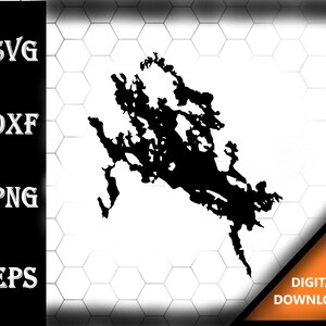 Lake Winnipesaukee New Hampshire Landkarte Silhouette Silhouette Shape svg dxf pdf eps crv Vektor Grafik Design, Laser Datei, Siebdruck Datei