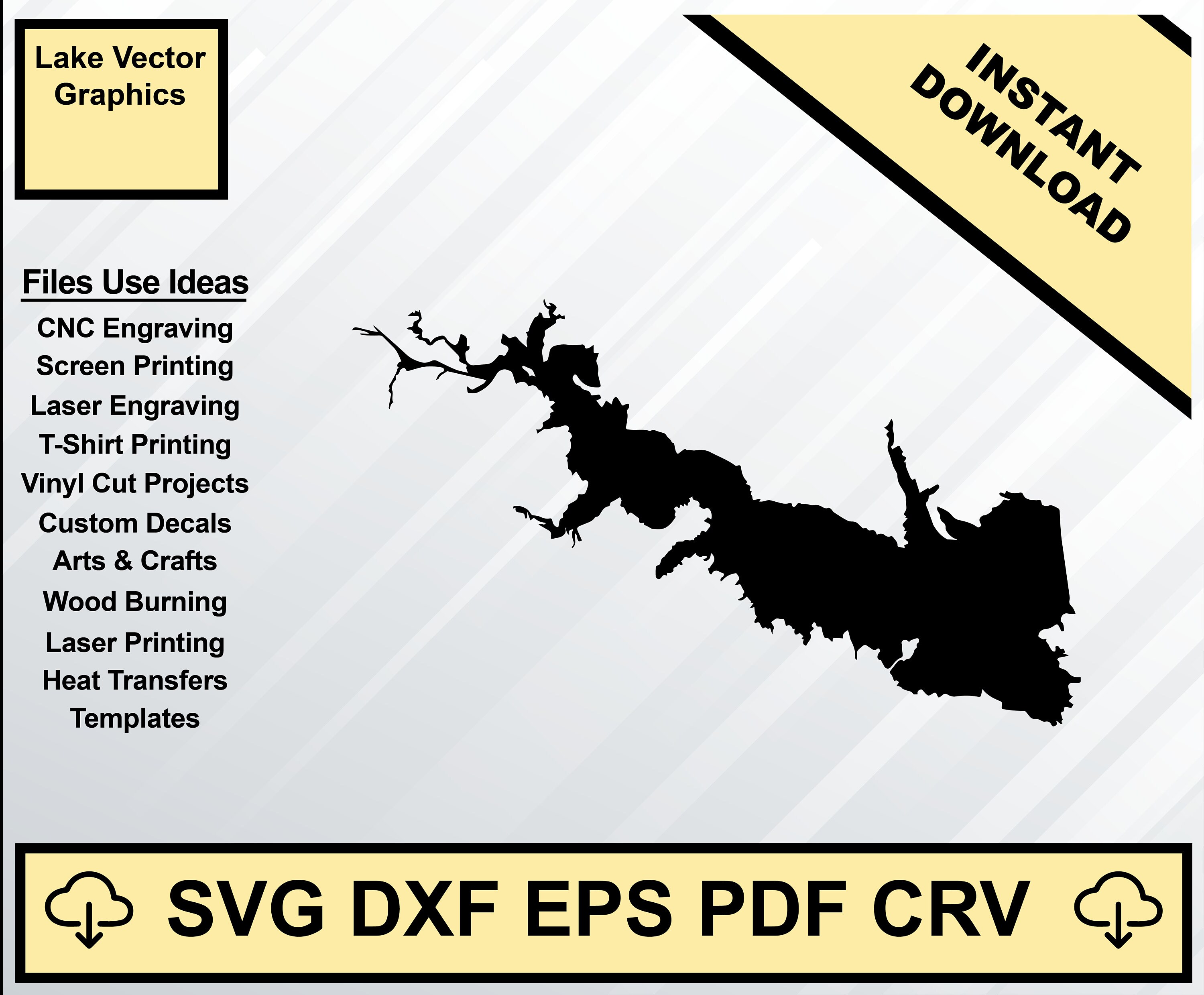 Lake JB Thomas Texas Map Silhouette Shape Svg Dxf Pdf Eps Crv Etsy