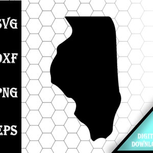 Illinois Silhouette Shape svg dxf pdf eps crv vector graphic design, Laser File, Screen Printing File, CNC Cut File
