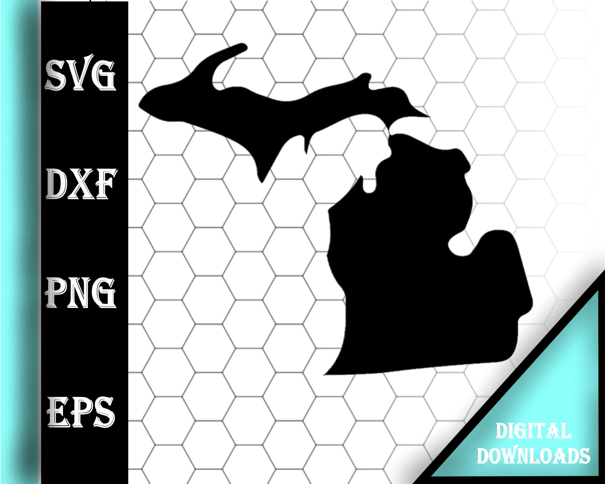 Michigan M Dxf File Michigan SVG Silhouette Shape svg dxf pdf eps crv diseño - Etsy México