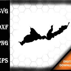 Lake Macatawa Michigan Map Silhouette Shape svg dxf pdf eps crv vector graphic design, Laser File, Screen Printing File