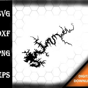 Lake Wedowee Alabama kaart silhouet vorm svg dxf pdf eps crv vector grafisch ontwerp, laserbestand, zeefdrukbestand