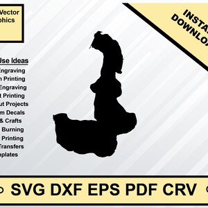 Devils Lake Michigan Karte Silhouette Form svg dxf pdf eps crv Vektor Grafik-Design, Laser Datei, Siebdruck Datei