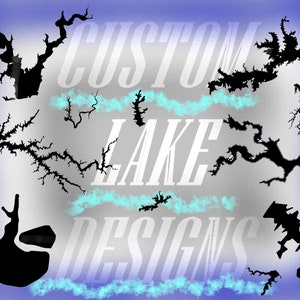 Custom Lake Map Silhouette Shape svg dxf pdf eps crv vector graphic design, Laser File, Screen Printing File,