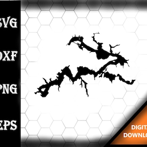 Lake Adger North Carolina Map Silhouette Shape svg dxf pdf eps crv vector graphic design, Laser File, Screen Printing File