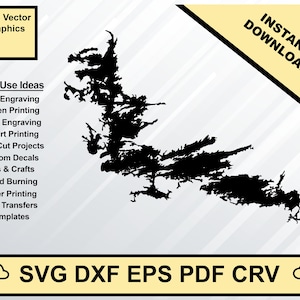 Rainy Lake Minnesota Map Silhouette Shape svg dxf pdf eps crv vector graphic design, Laser File, Screen Printing File, CNC Cut File