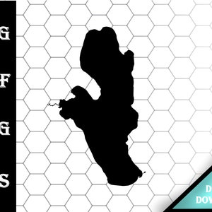 Burt Lake Michigan Map Silhouette Shape svg dxf pdf eps crv vector graphic design, Laser File, Screen Printing File