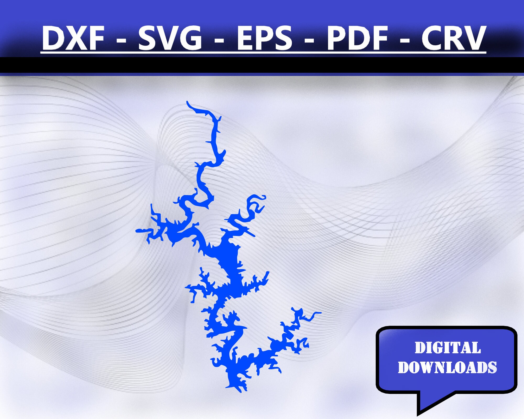 Norfork Lake Arkansas Map Silhouette Shape Svg Dxf Pdf Eps Crv Etsy