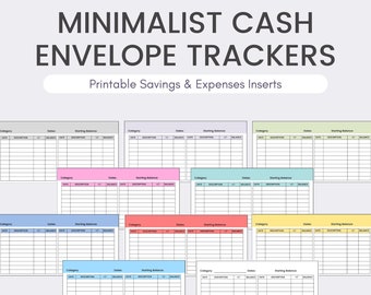 Cash Envelope Inserts, Cash Envelope Printable Trackers | Cash Stuffing, Cash Savings Challenge | Spending & Money Tracker | US Letter, A6