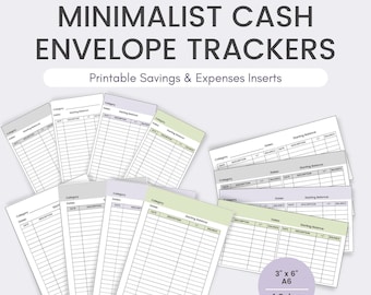 Cash Envelope Inserts, Cash Envelope Printable Trackers | Cash Stuffing, Cash Savings Challenge | Spending & Money Tracker | US Letter, A6