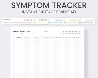 Monthly Pain & Symptom Tracker Printable | Health Wellness Log | Chronic Disease Log | A4 A5 US Letter | PDF Instant Digital Download