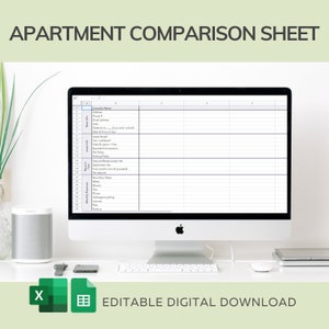 Apartment Comparison Spreadsheet | Housing Search Planner | Apartment Hunt | Rent Comparison Tool | EDITABLE Excel & Google Sheets