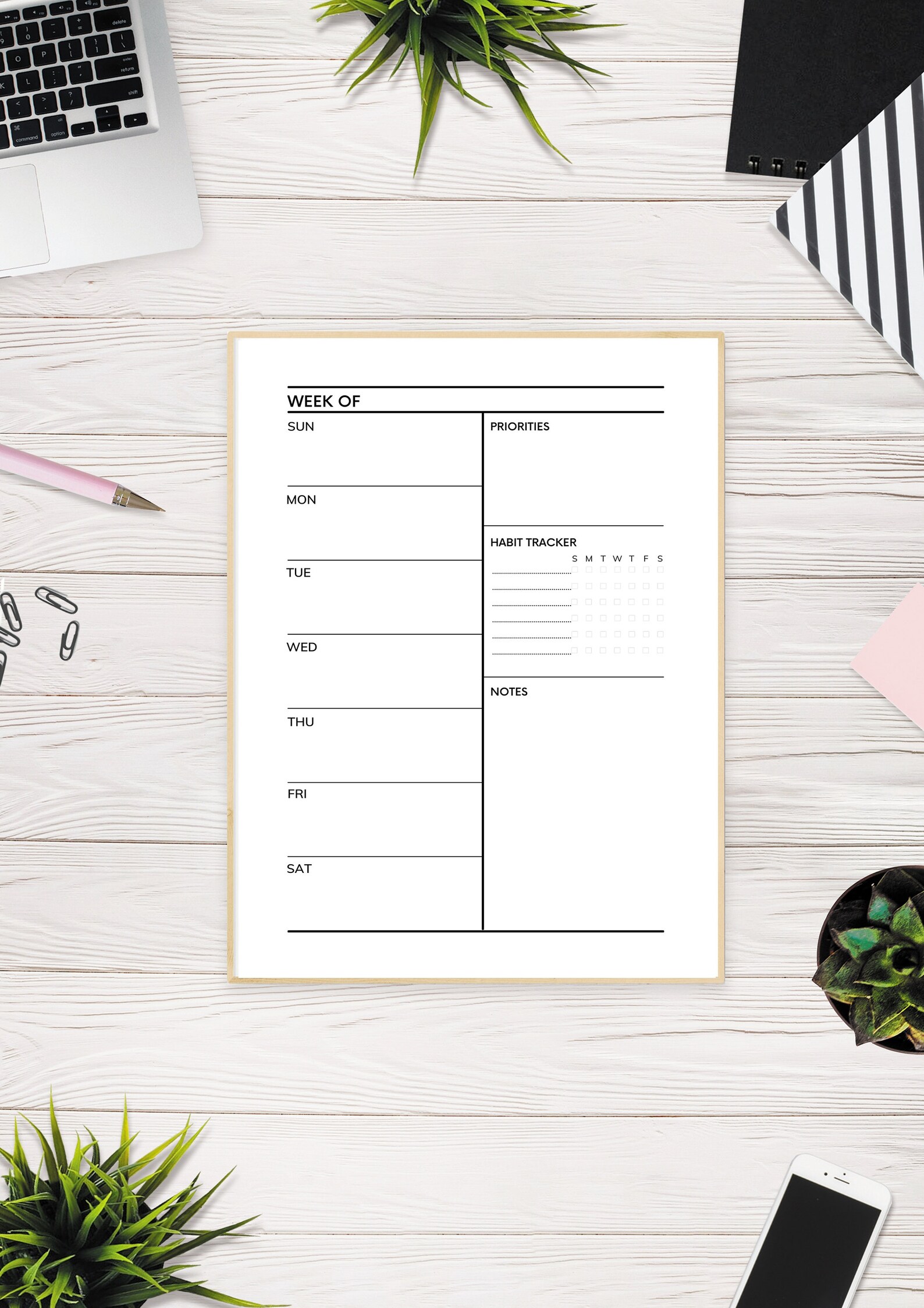 Weekly Planner | Habit Tracker | Printable PDF Insert | Undated ...