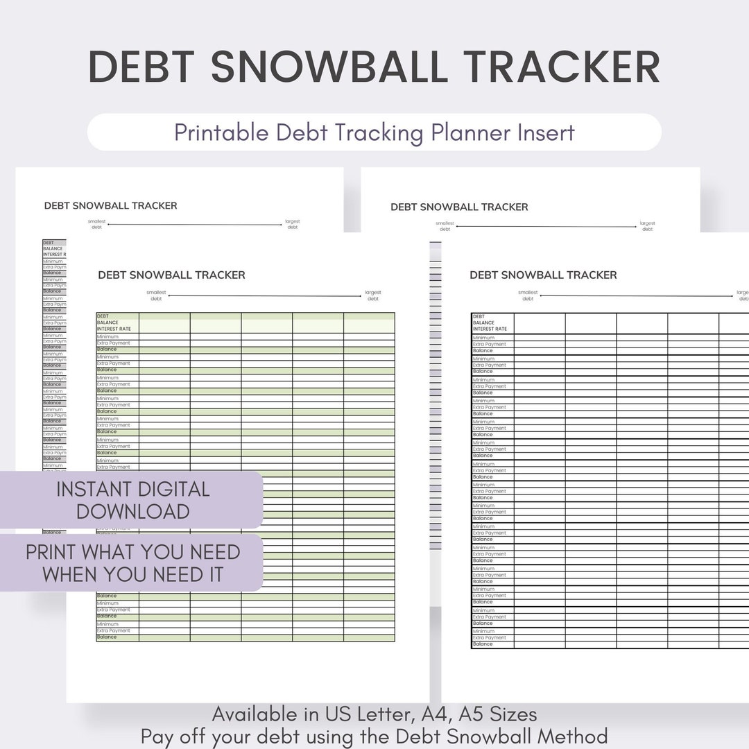 Debt Snowball Tracker Printable | Debt Payment Tracker | Personal ...