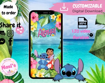 Stitch Geburtstags-Hochzeits-Einladung: Animiertes Design (Digitaler Download)