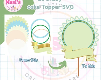Plantilla SVG para adorno de pastel con efecto agitador para cumpleaños: Decoración para fiestas DIY (Descarga digital)