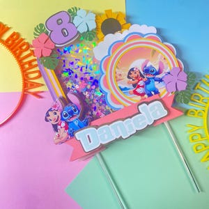 Lilo and Stitch Cake Topper: Shaker Birthday Party Decoration