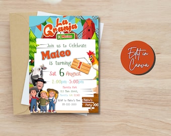Zenon Farm Birthday Invitation: Editable Canva Template (5x7)
