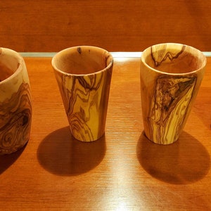 Stunning Wooden Cups made of Olive Wood, Carved Wooden Cup for Warm or Cold Liquids