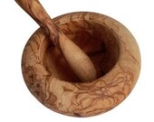 Large Wood Mortar-Pestle made of Tunisian Olive Wood