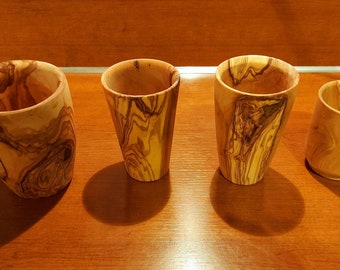 Stunning Wooden Cups made of Olive Wood, Carved Wooden Cup for Warm or Cold Liquids