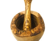 Large Rustic Wood Mortar-Pestle made of Tunisian Olive Wood