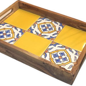 olive wood Serving Tray with Ergonomic Handles | Decorative Service Tray