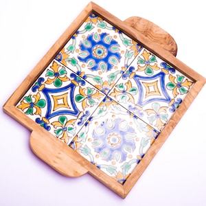 olive wood Serving Tray with Ergonomic Handles | Decorative Service Tray