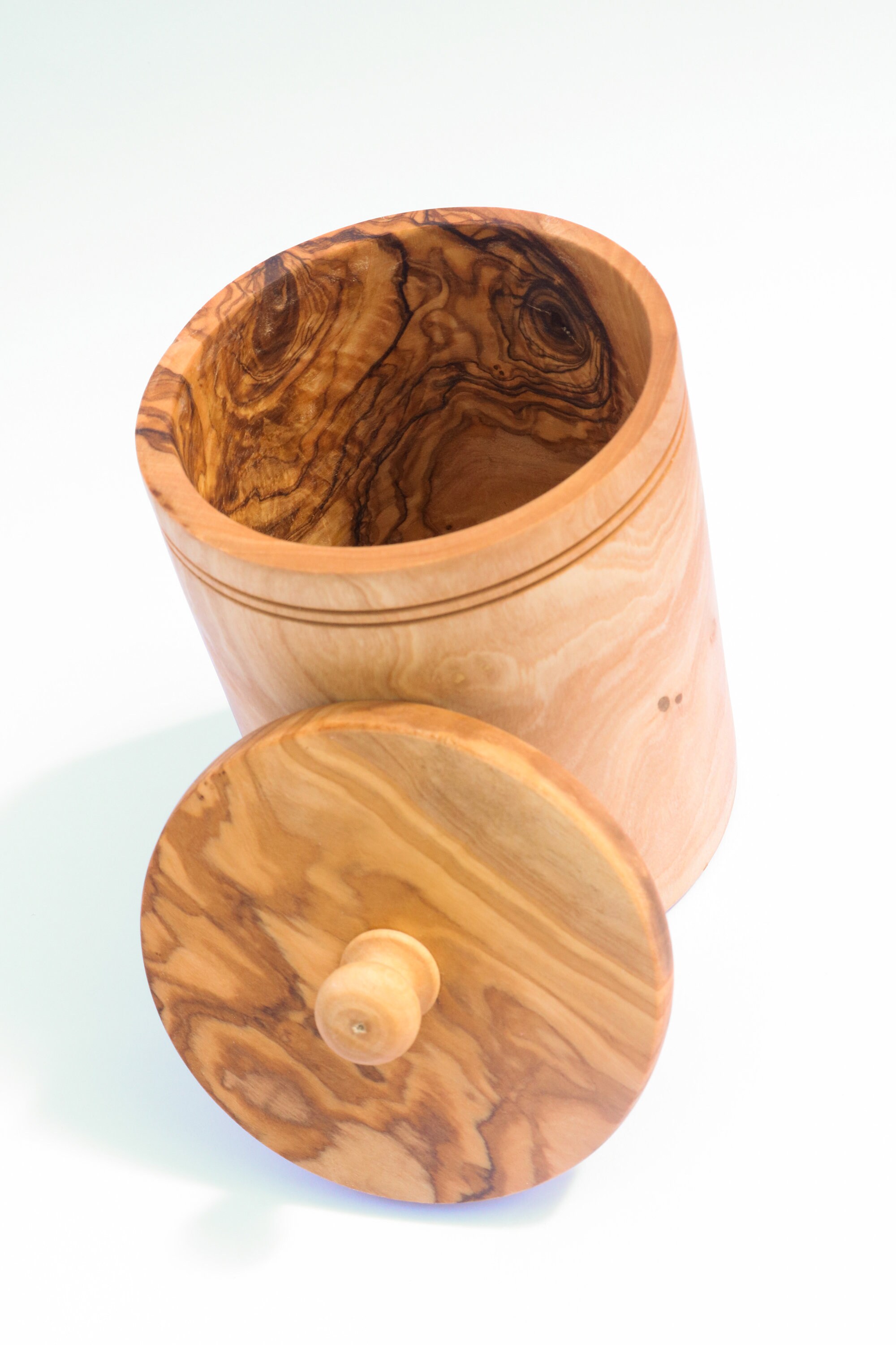 Olive Wood Salt Bowl With Lid /salt Cellar With Spoon Free Etsy