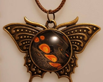 Fire - Antique Bronze Butterfly on 18 inch Brown Cord
