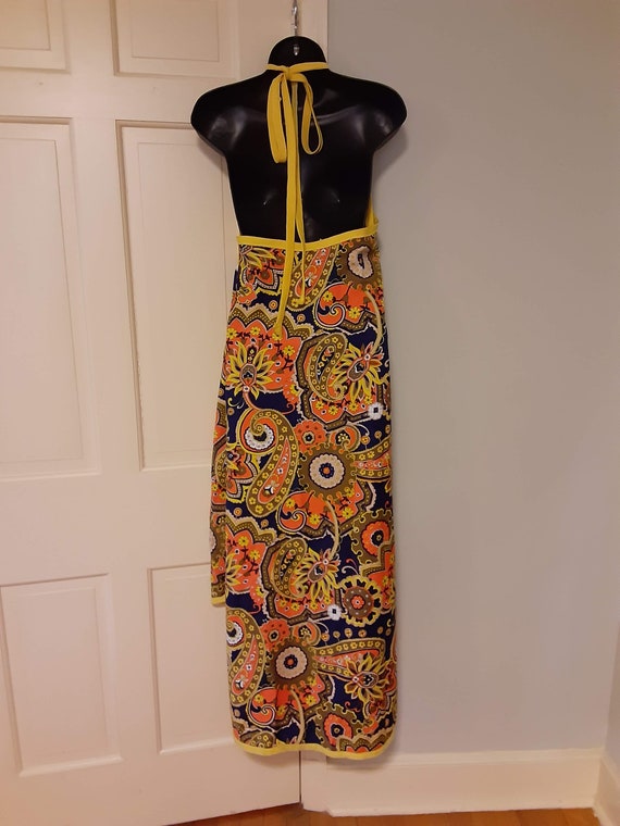 1960s paisley floral sarong/skirt/pareo wrap dres… - image 7