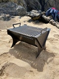 Collapsible BBQ grill and fire pit. perfect for camping, the beach and garden. includes grill! portable, slot together Made in UK