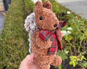 Woodland Plush Squirrel | Crochet Squirrel Plushie | Handmade | Soft and Unique Gift